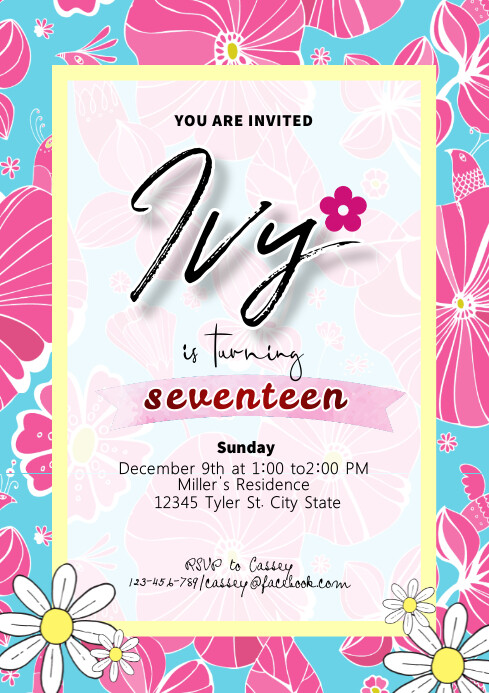 birthday invitation a4 Template | PosterMyWall