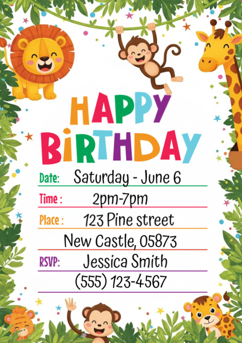 Birthday Invitation A4 Template | PosterMyWall