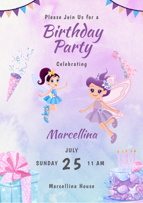 Birthday Invitation A4 Template | PosterMyWall