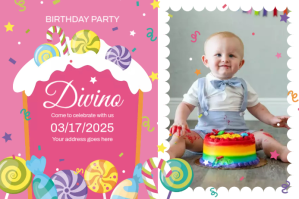 Red Baby's Birthday Party Label Template