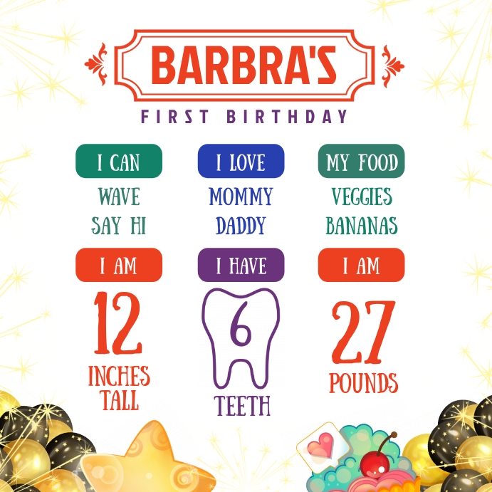 Birthday Invitation and milestone one year ol Message Instagram template