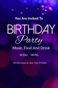 birthday invitation  birthday invite Plakat template