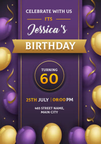 birthday invitation card A5 template
