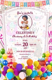 Birthday Invitation Card Design template Half Page Wide