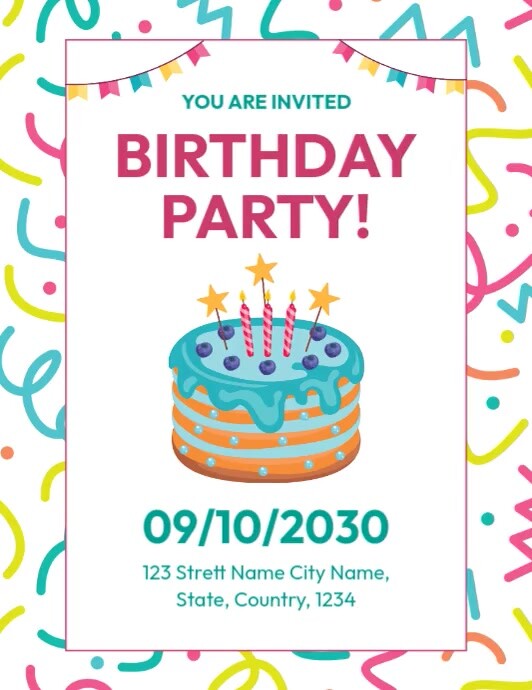 Birthday Invitation Card Flyer (US Letter) template