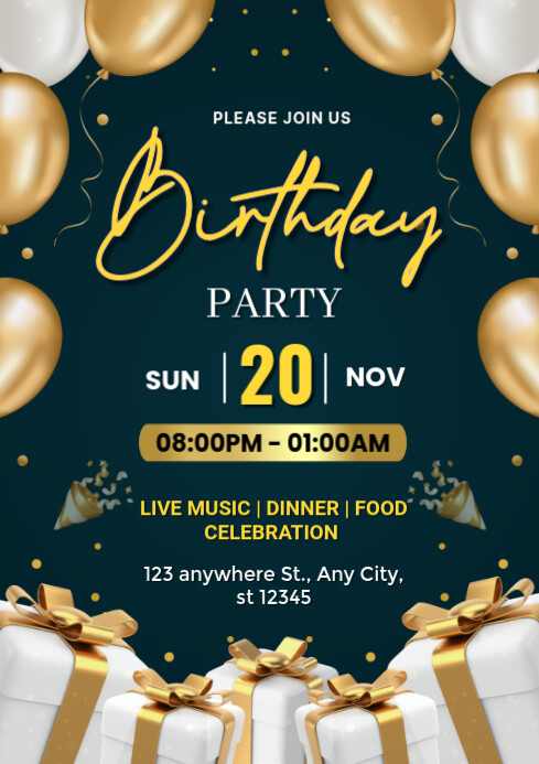 Birthday invitation A4 template