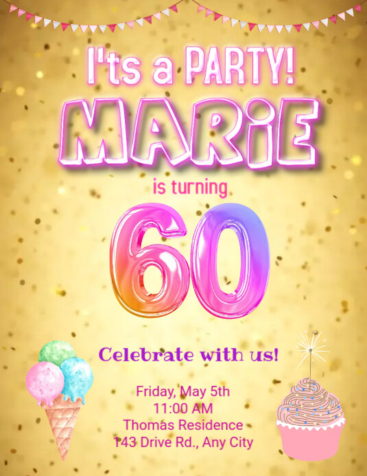 Birthday Invitation Folheto (US Letter) template
