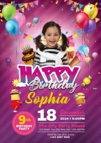 Birthday Invitation A4 template