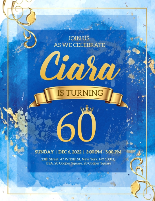 Blue Birthday Invitation Flyers Template | PosterMyWall