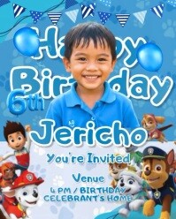 birthday invitation for boys, Instagram Portrait template