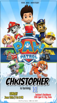 Niebieski Paw Patrol Birthday Party Instagram 快拍 Template