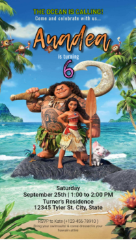 Blue Kids Luau Birthday Invitation Instagram Story Template