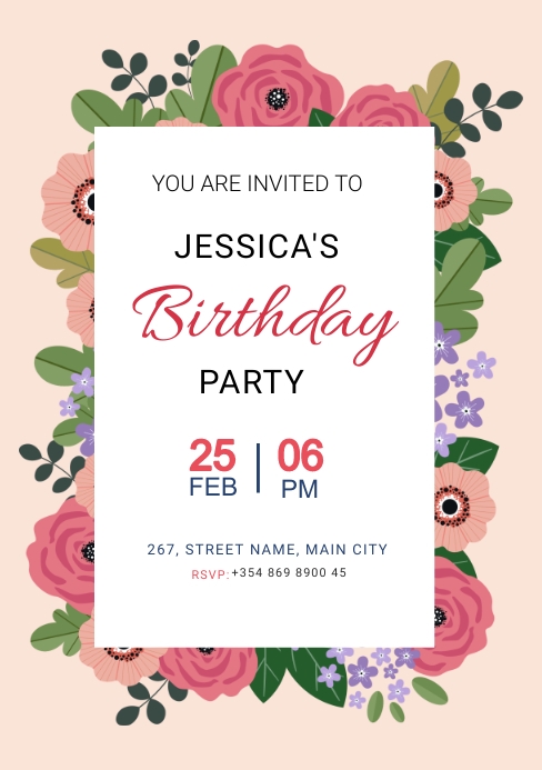 birthday invite A5 template
