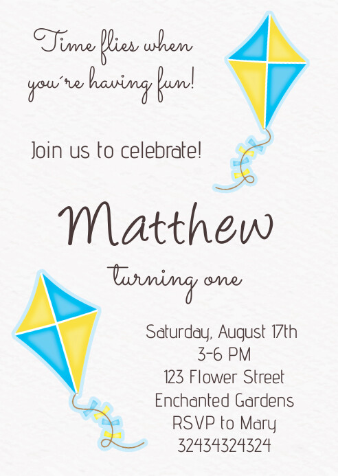 Birthday Kite Invitation Template | PosterMyWall