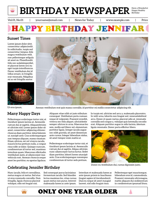 Birthday Newspaper Template Magical Birthday Party Announcement