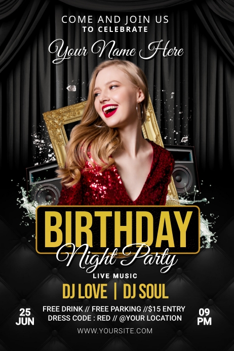 Birthday Night Party Poster/Flyer Template | PosterMyWall