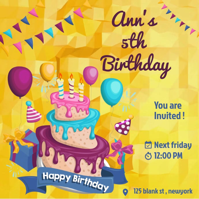 Undangan Kartu Ulang Tahun Online Templat Postermywall