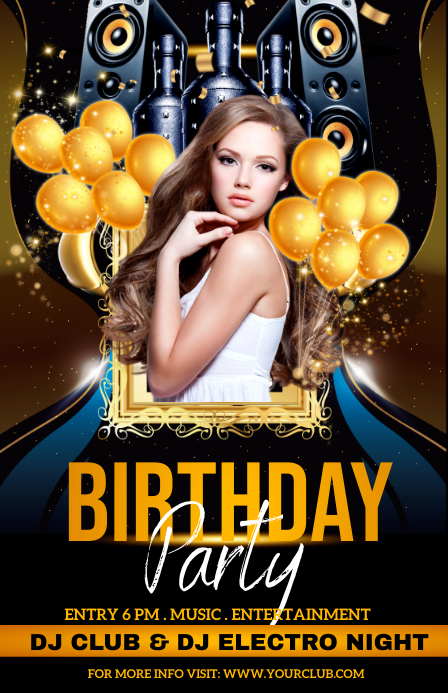 birthday party, birthday, happy birthday Meia página larga template