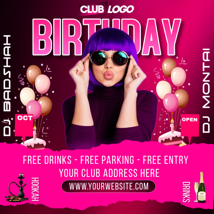 birthday party, Square (1:1) template