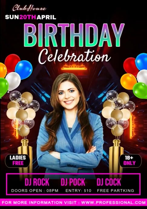 birthday party, A4 template