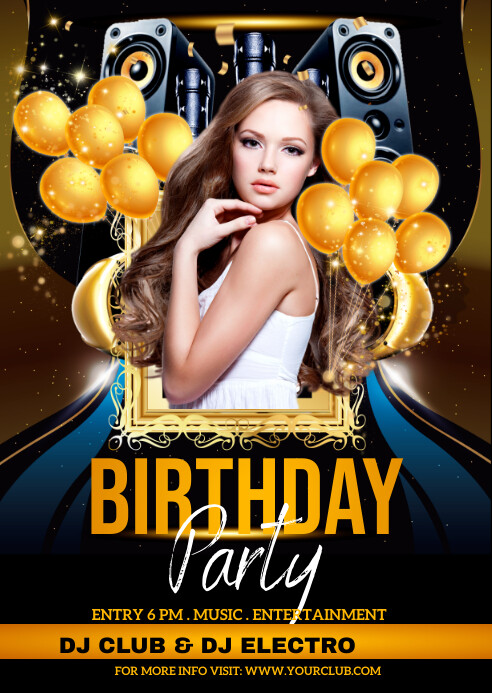 birthday party, birthday, happy birthday A6 template