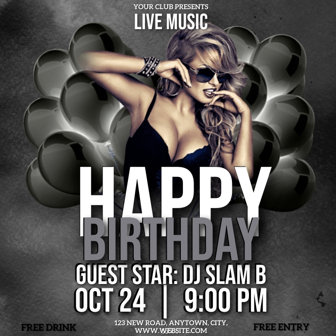 BIRTHDAY PARTY ANNOUNCEMENT AD TEMPLATE Instagram Post