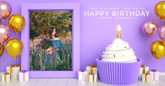 Birthday Party Banner Facebook Shared Image template