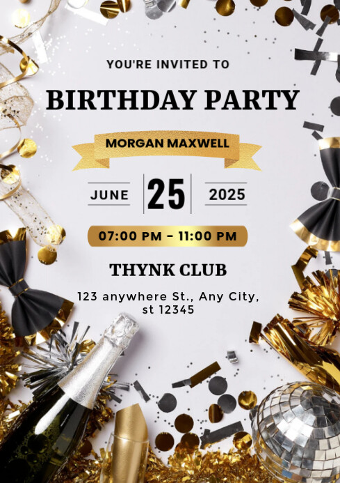 Birthday Party Invitation A4 Template | PosterMyWall