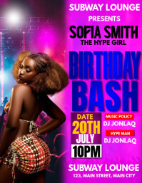 Lyserød Birthday Bash Event Ulotka Template