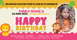 Birthday party Facebook begivenhed cover template