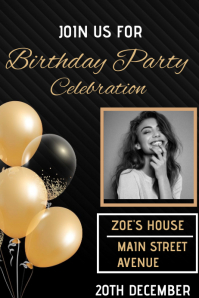 Gold Birthday Party Invitation Template | PosterMyWall