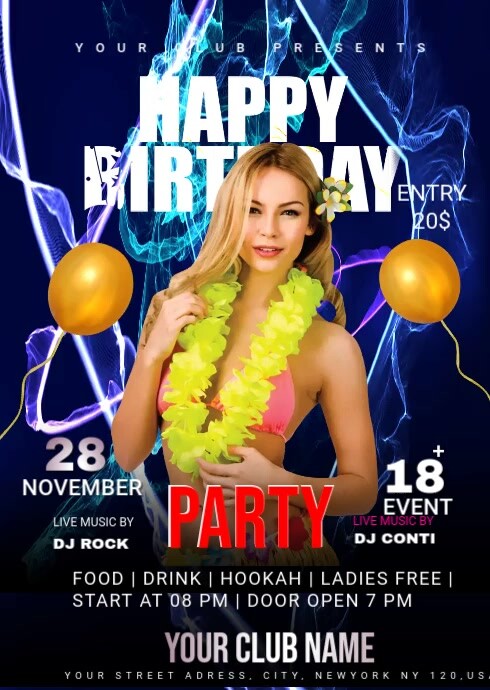 Birthday Party A6 template