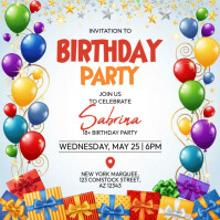 Birthday Party Flyer Quadrato (1:1) template