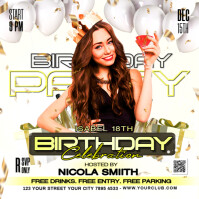 Biały 18th Birthday Party Quadrado Template