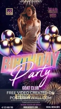 birthday party flyer Historia de Instagram template