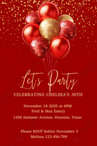 Birthday party flyer Pinterest Graphic template