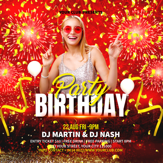 Birthday party flyer design Template PosterMyWall