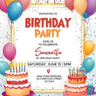 Birthday Party Flyer Cuadrado (1:1) template