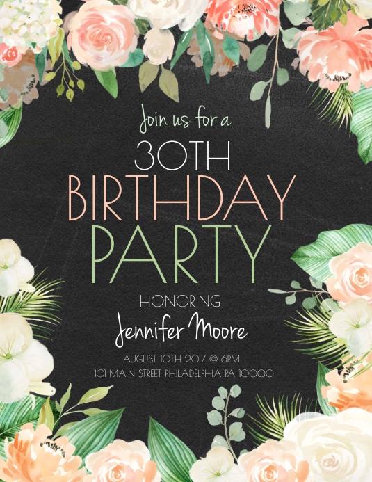 Birthday Party Flyer (format US Letter) template