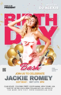 Birthday party flyer template Half Page Wide