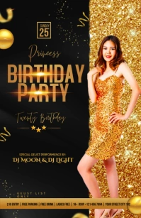 Birthday party flyer template Media Página Ancho