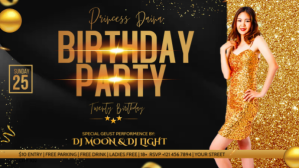 Birthday party flyer template Facebook-covervideo (16:9)