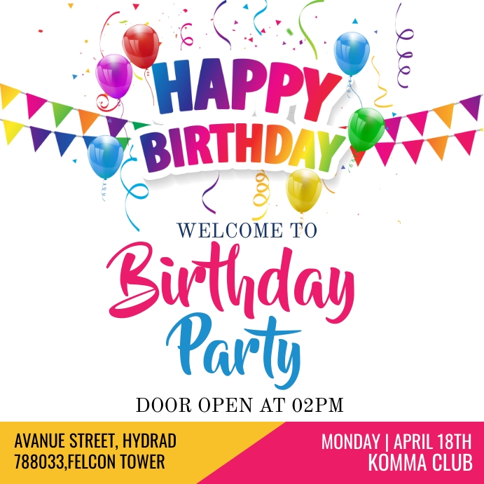 Copy of birthday party invitation announcement PosterMyWall