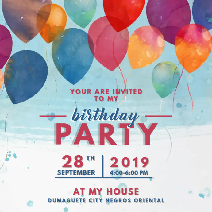 Birthday Party Invitation Card Template Instagram na Post