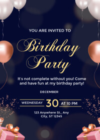 Birthday Party Invitation A6 template