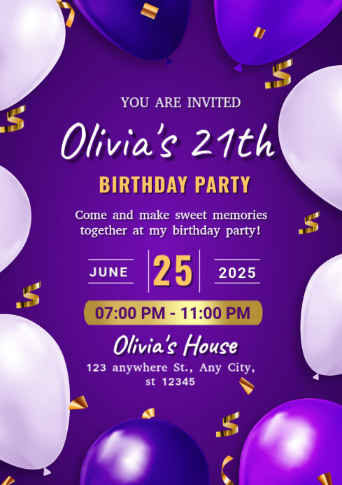 My Birthadsay Party Invetesion Birthday party Invitation Template | PosterMyWall