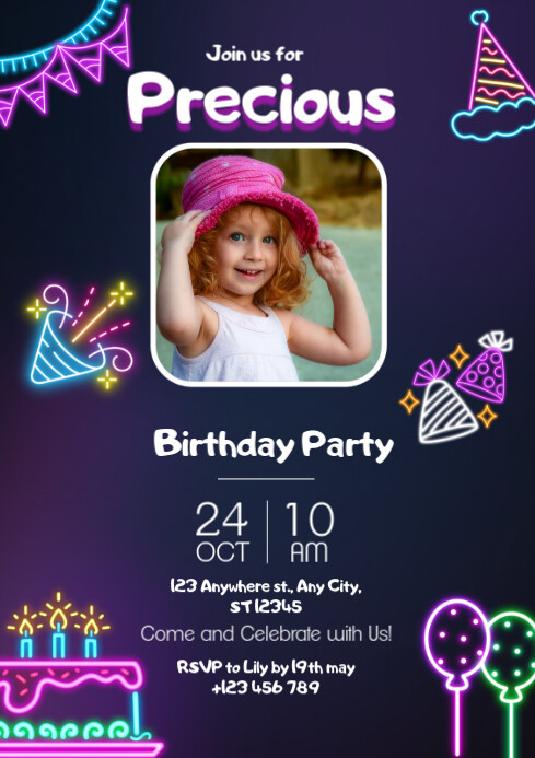 My Birthadsay Party Invetesion Birthday Party Invitation Template | PosterMyWall