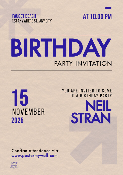My Birthadsay Party Invetesion Birthday Party Invitation Template | PosterMyWall