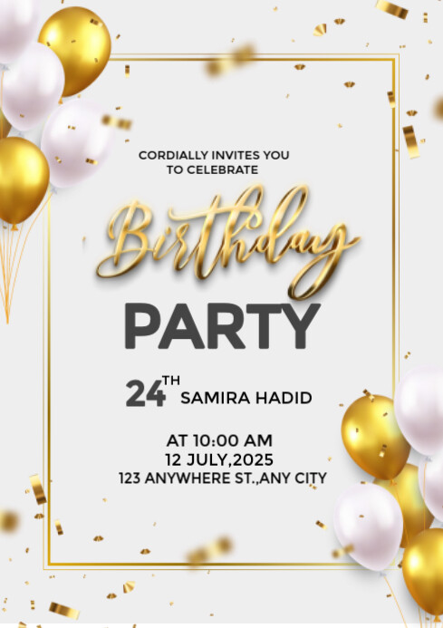 Birthday party invitation A4 template