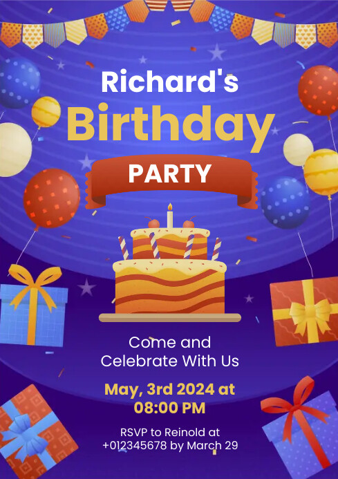 Birthday Party Invitation Flyer Template | PosterMyWall